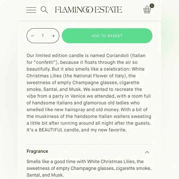 Flamingo Estate Tomato Fragrance Oil  PLUS Mini Coriandoli Candle-NIB - Picture 6 of 6